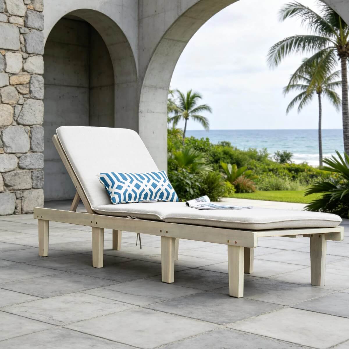 Wooden Sunlounger – Outdoor Garden Deck Chair for Patio, Poolside or Terrace