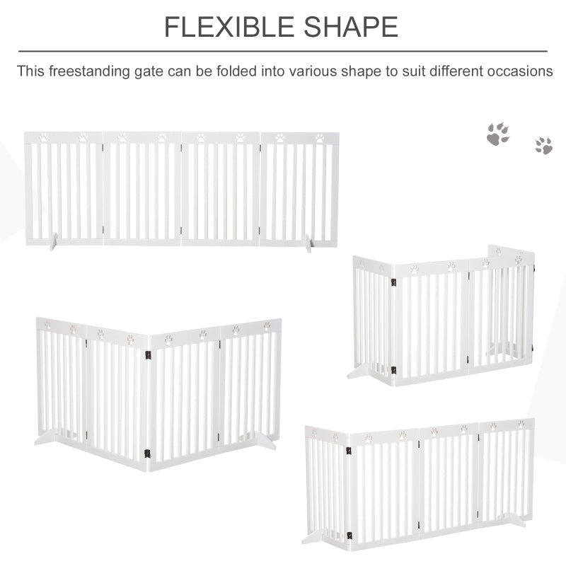 Wooden Pet Gate, Freestanding Foldable Dog Barrier with Support Feet