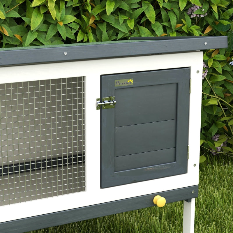 Wooden Rabbit Hutch Outdoor Guinea Pig Bunny Cage with Openable Asphalt Roof