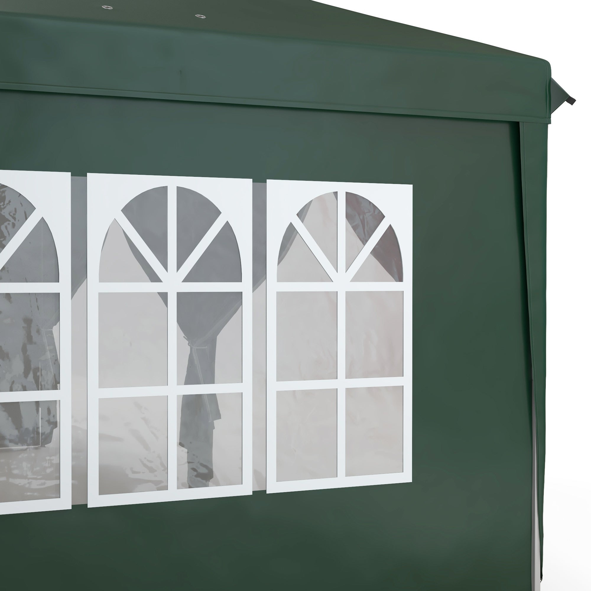 3 x 6m Pop-Up Gazebo with Curtain Walls and Windows - Dark Green