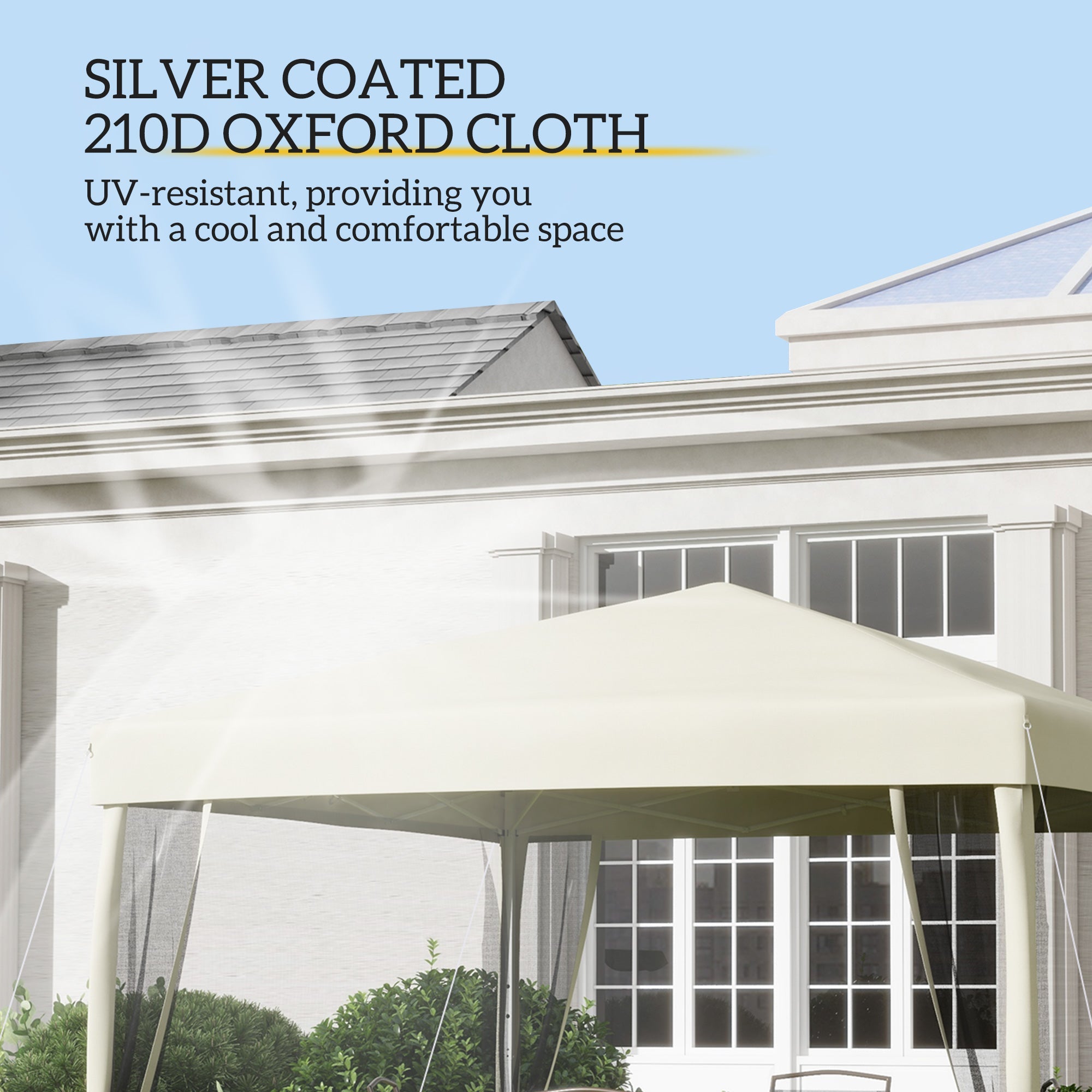 Pop Up Gazebo with 4 Mesh Sides, Carry Bag, Adjustable Height - 3x3m