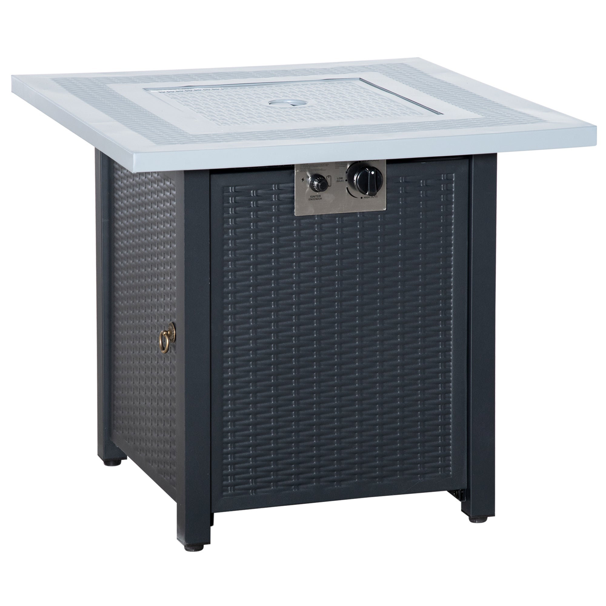 Gas Firepit Table, 71 x 71cm 40000 BTU - Black/Grey