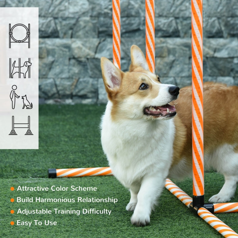 Dog Agility Equipment Pet Training Set, Adjustable Height Jump Ring Hurdle Whistle Weave Poles Square Pause Box with Carry Bag