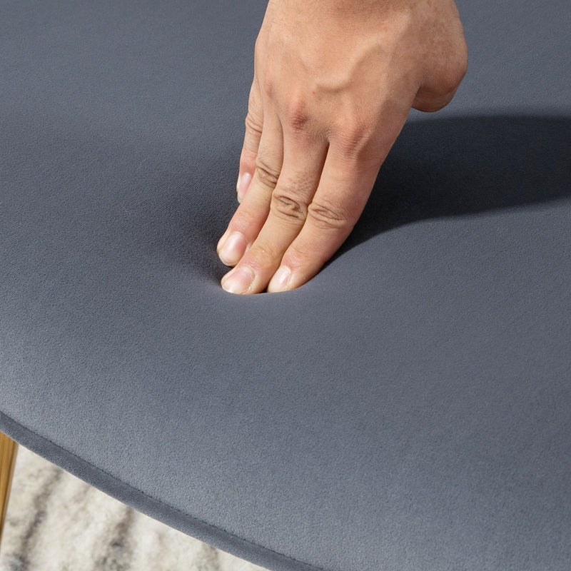 Modern Armchair with Footstool, Upholstered Accent Chair, Steel Legs, Dark Grey Velvet