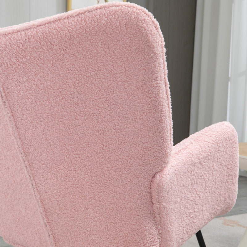 Soft Fleecey Rocking Wingback Chair - Pink