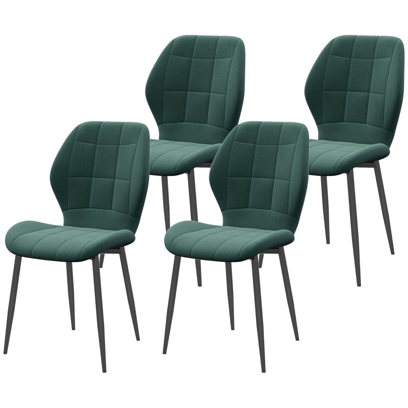 Set of Four Relaxed Tub Dining Chairs, Flannel - Green