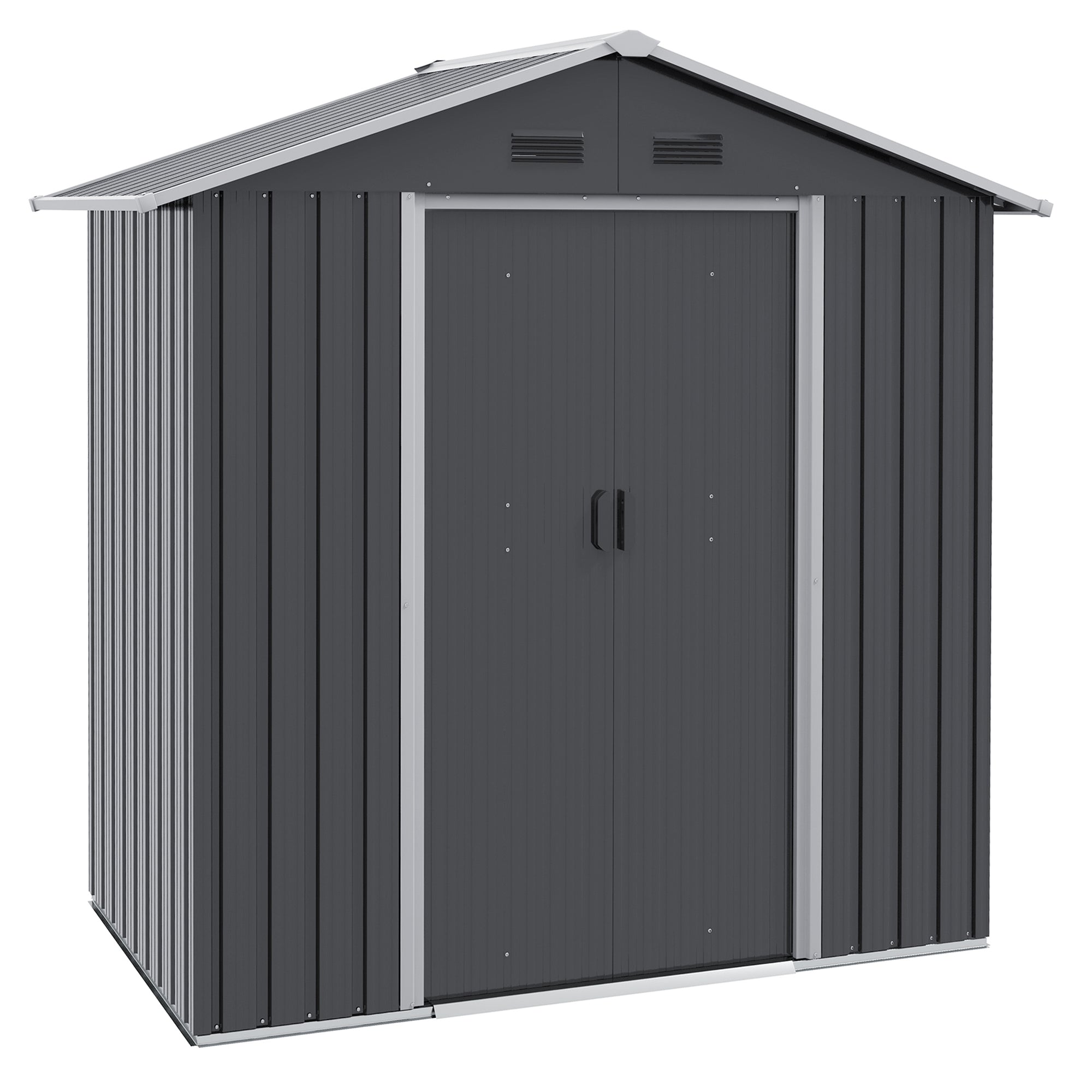 Metal Garden Storage Shed 6.5x3.5ft for Outdoor Tool Storage, Dark Grey