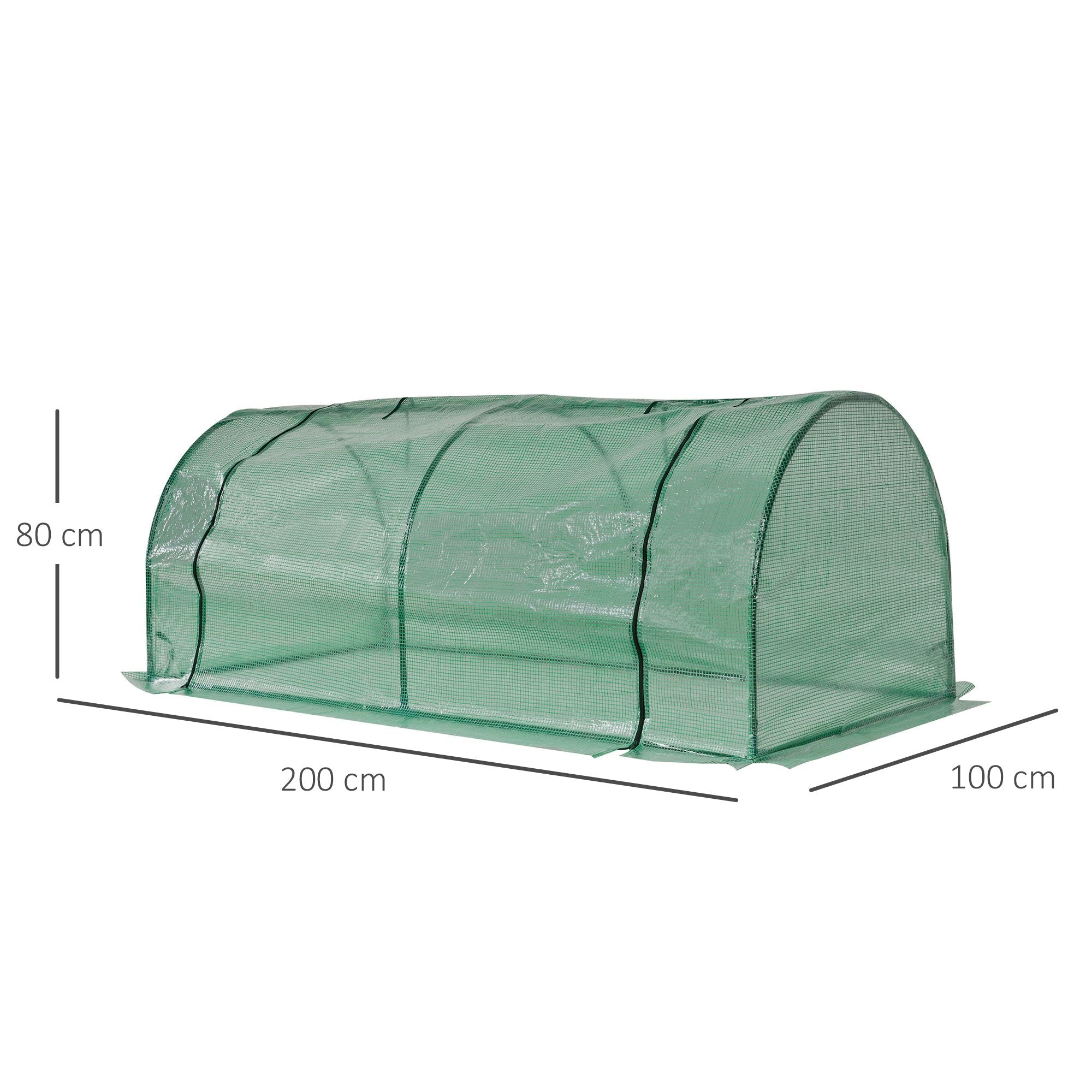 Tunnel Greenhouse, Green Grow House for Garden Outdoor, Steel Frame, PE Cover, Green