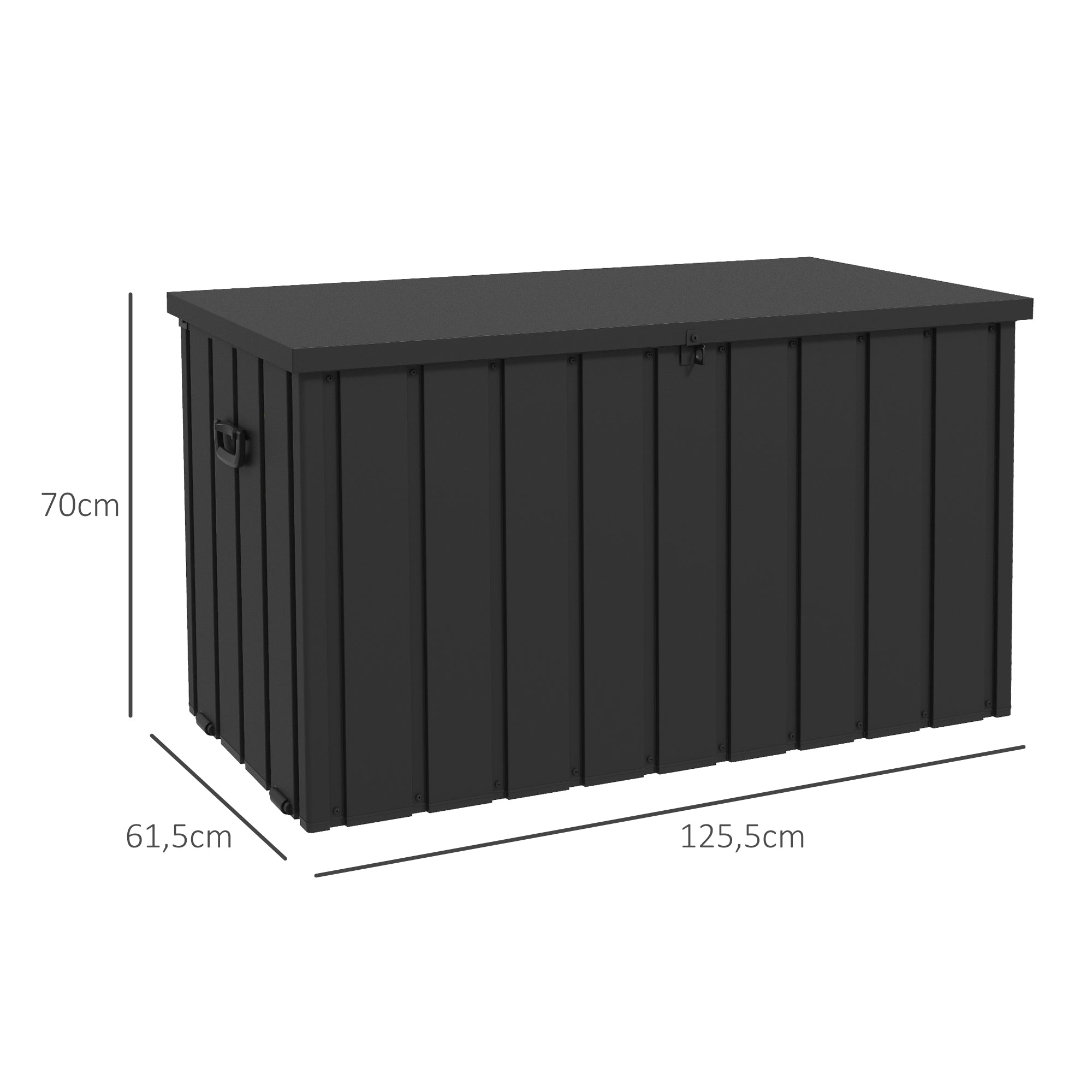 Garden Storage Box with Wheels, 450L Galvanised Steel - Dark Grey