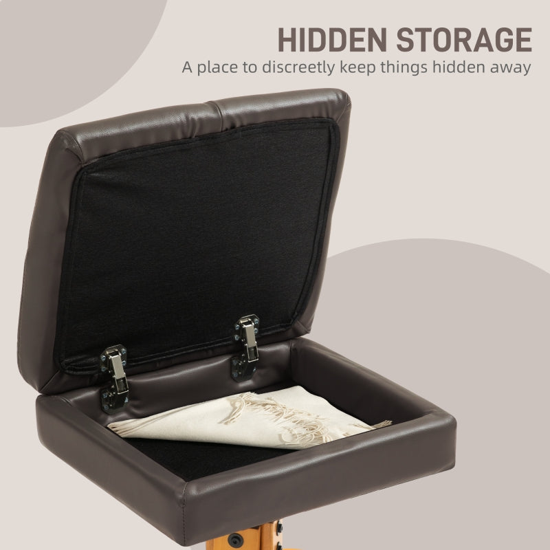 Faux Leather Massage Recliner Chair with Storage Ottoman - Brown