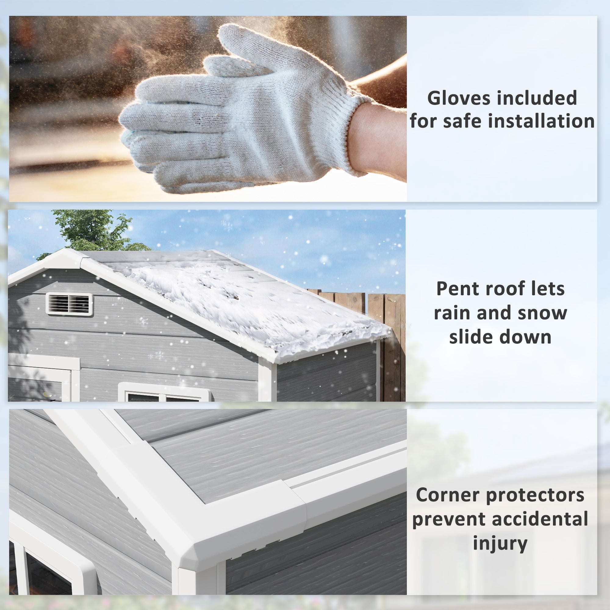 Outdoor Shed with Foundation, Lockable Door, Vents, Windows, Plastic, Grey