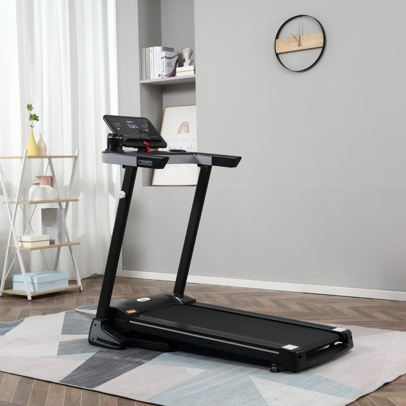 Folding Treadmill for Home, Motorised Running Machine w/ LCD Display, Black