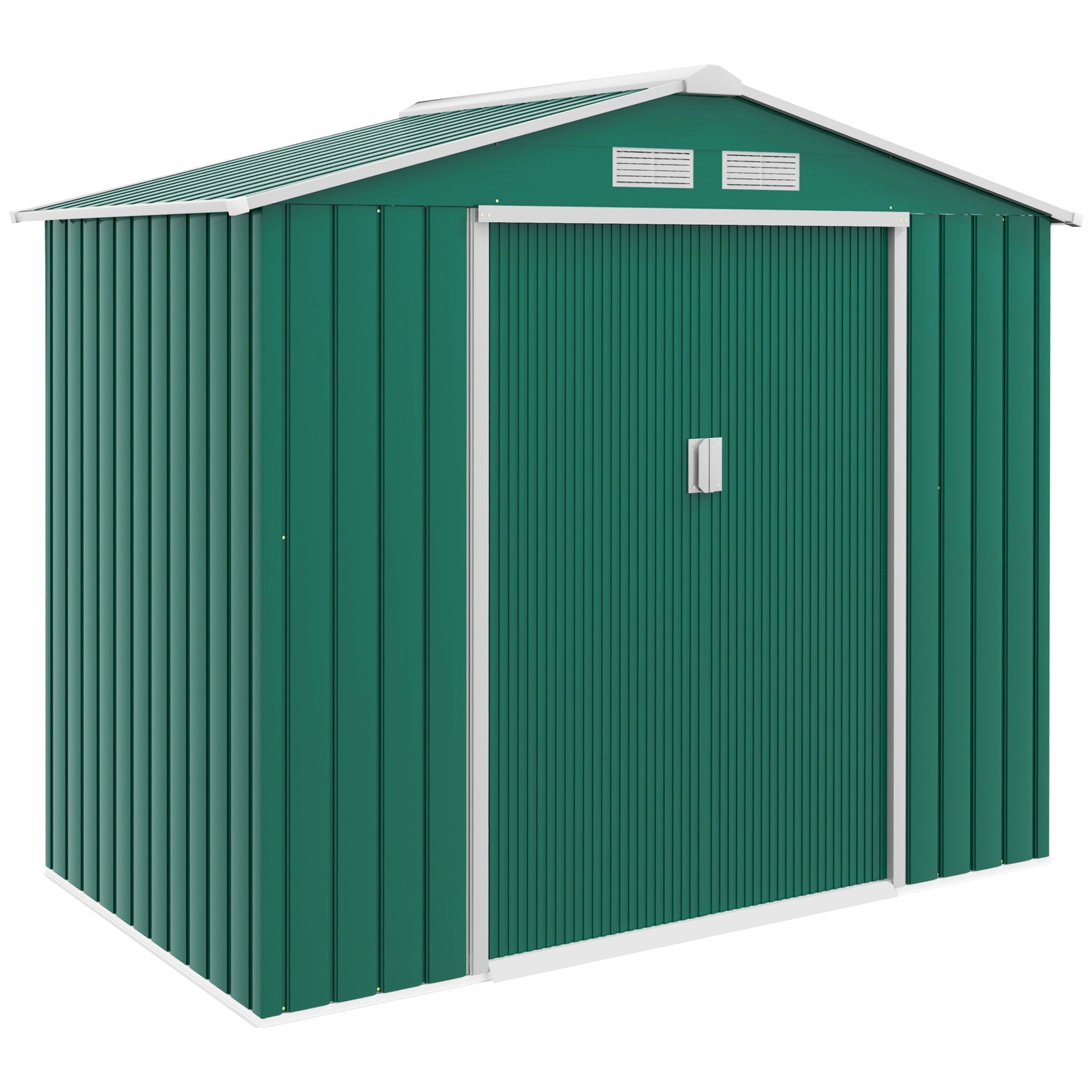 Metal Garden Shed 7 x 4ft, Outdoor Storage Tool House with Double Doors, Green