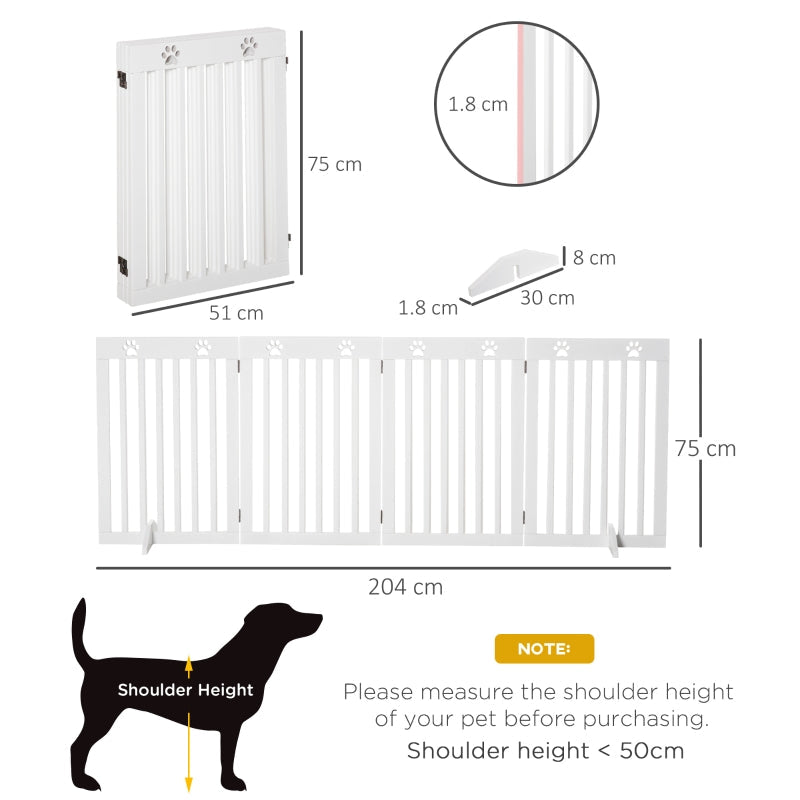 Wooden Pet Gate, Freestanding Foldable Dog Barrier with Support Feet