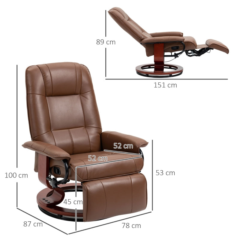 Faux Leather Armchair, 145¡ã Reclining Back and Footrest - Brown