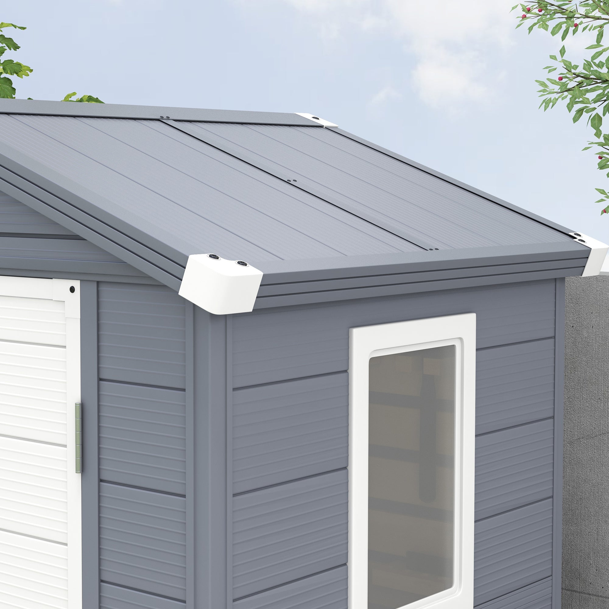 Aluminium Frame and Plastic Wall Shed, 4.4ft x 3.3ft with Foundation - Grey