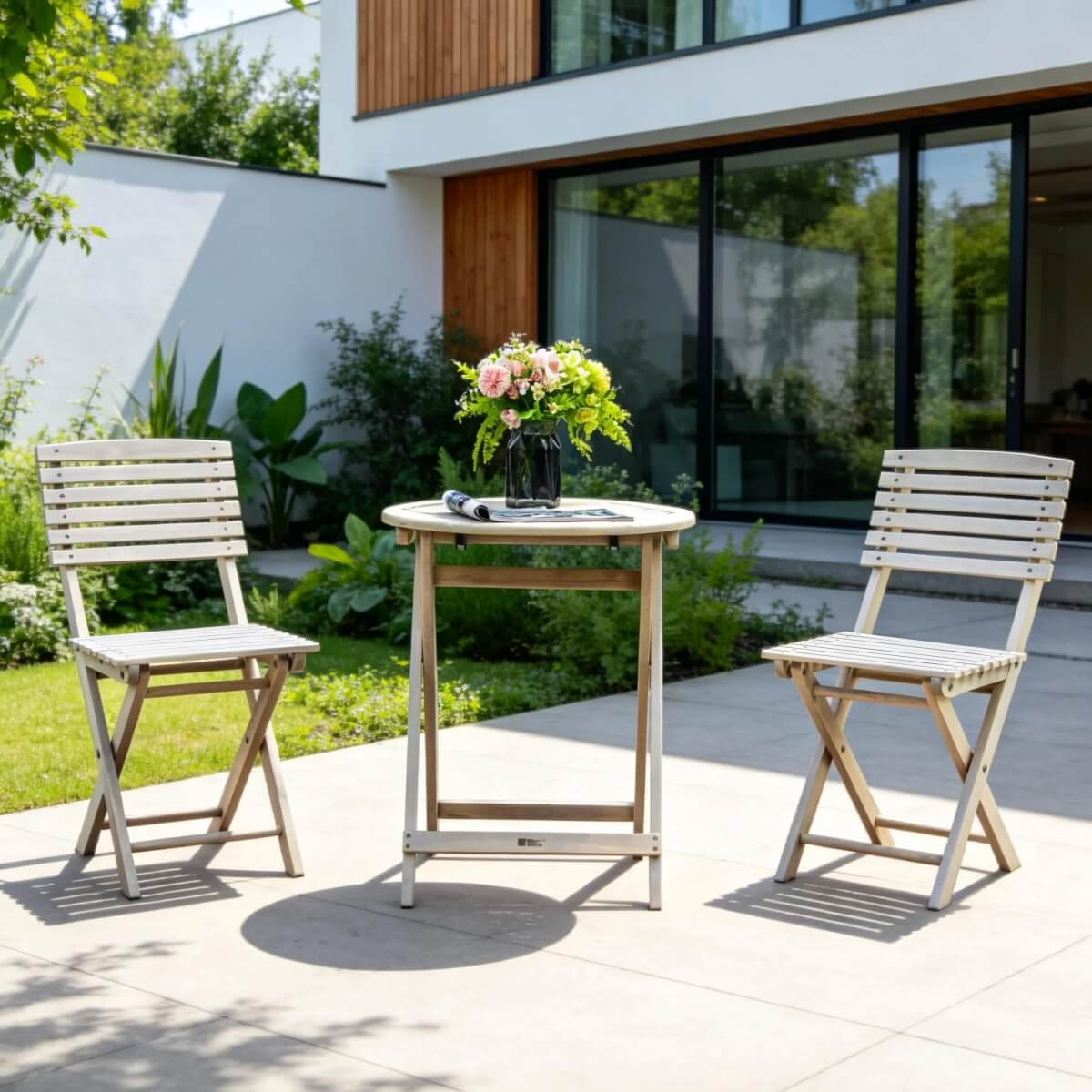 Outdoor Dining Set – Round Table with Chairs for Garden, Patio or Balcony