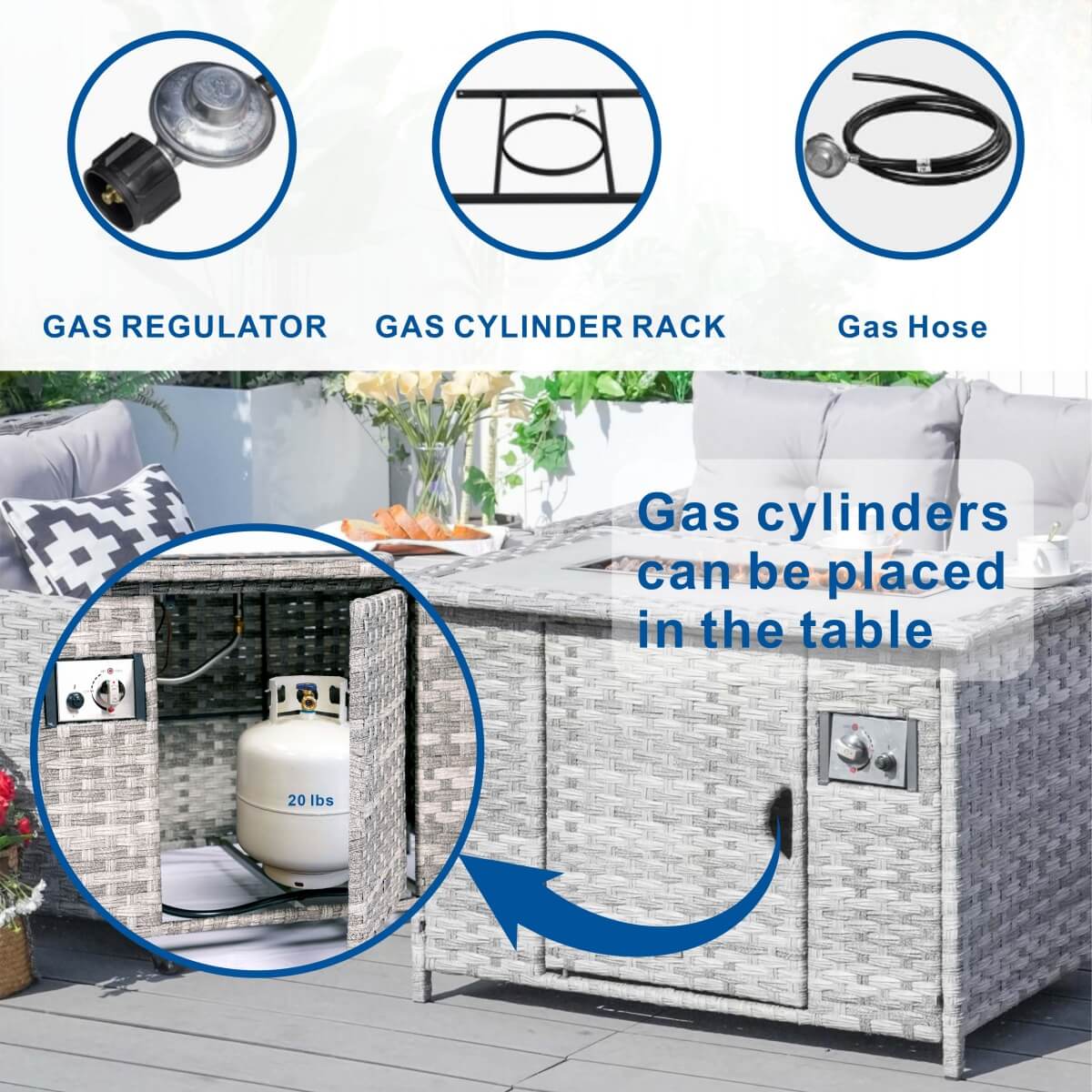 4-Seater Gray Patio Fire Pit Set - PAF-1801-GR