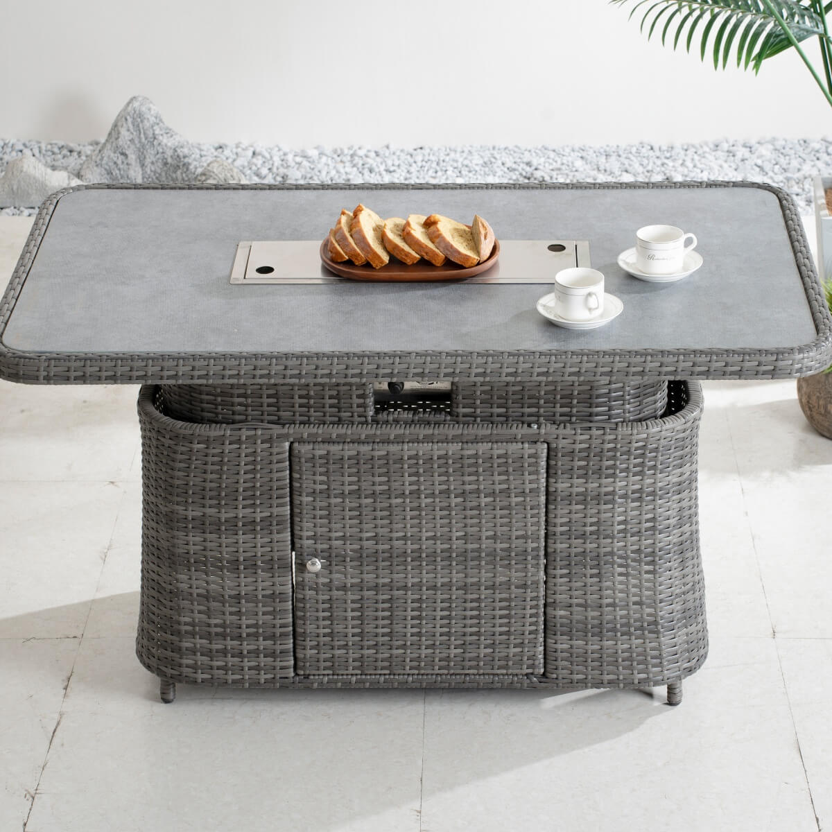 Aluminium Lift-Top Fire Pit Table ¨C Adjustable Coffee & Dining Table