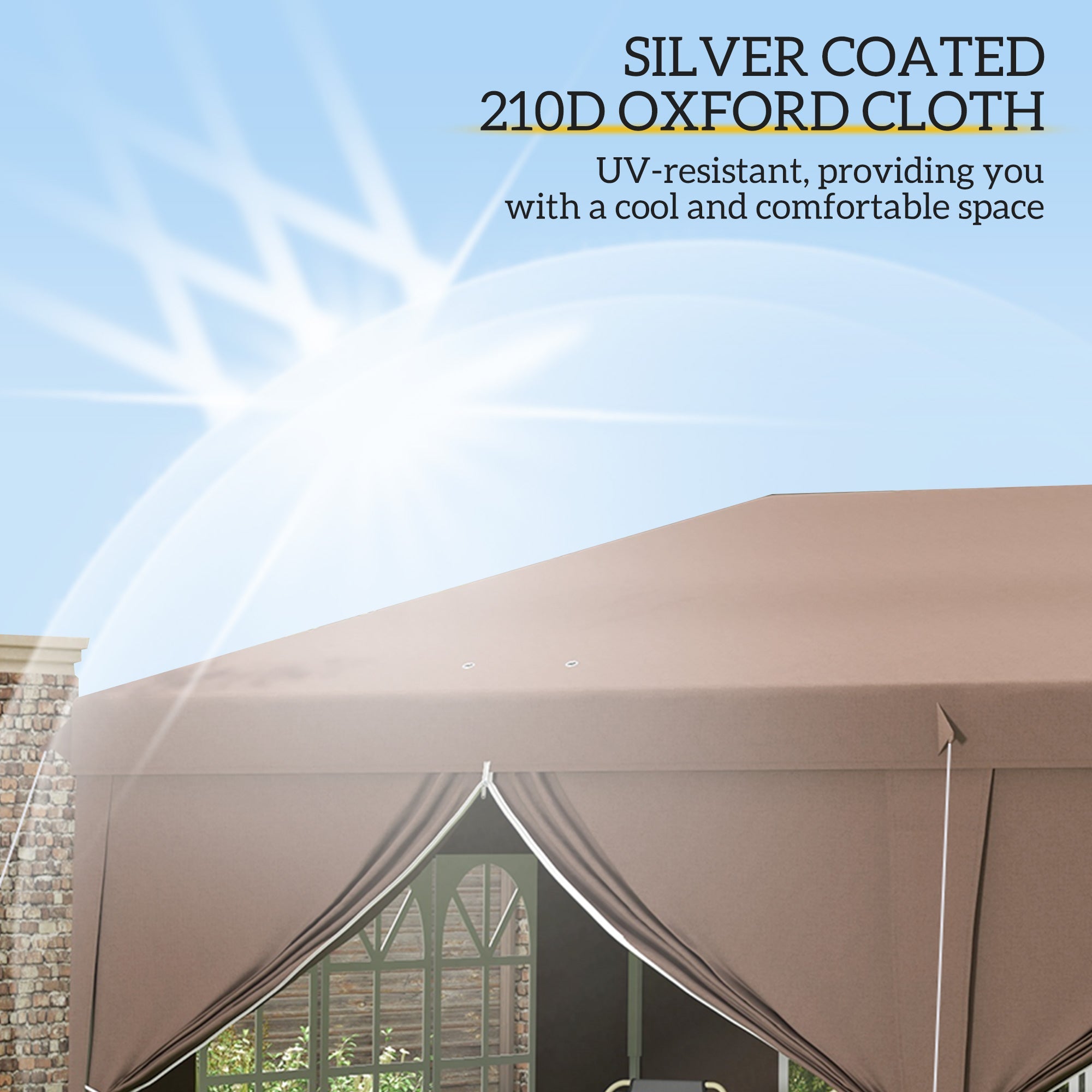 Pop Up Gazebo, 3x6m with Sides and Windows, Brown