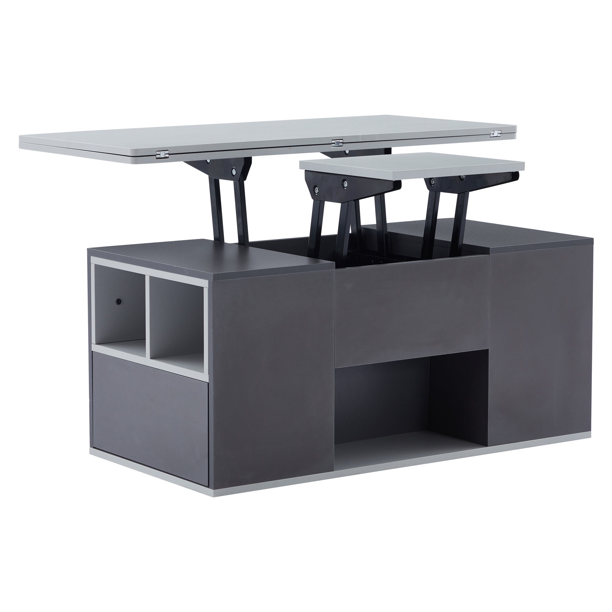 Coffee Table with Storage, Lift-Up, 2 Drawers, Grey