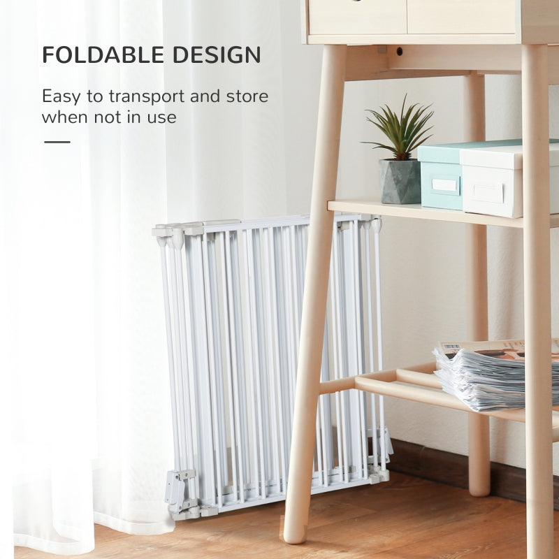 Pet Playpen Metal Fence with Walk Through Door - White