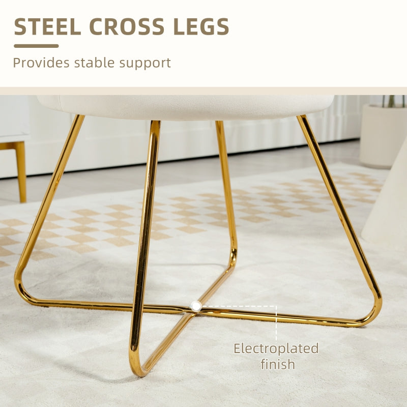 Velvet-Feel Accent Chair, Lotus Petal Design, Cream