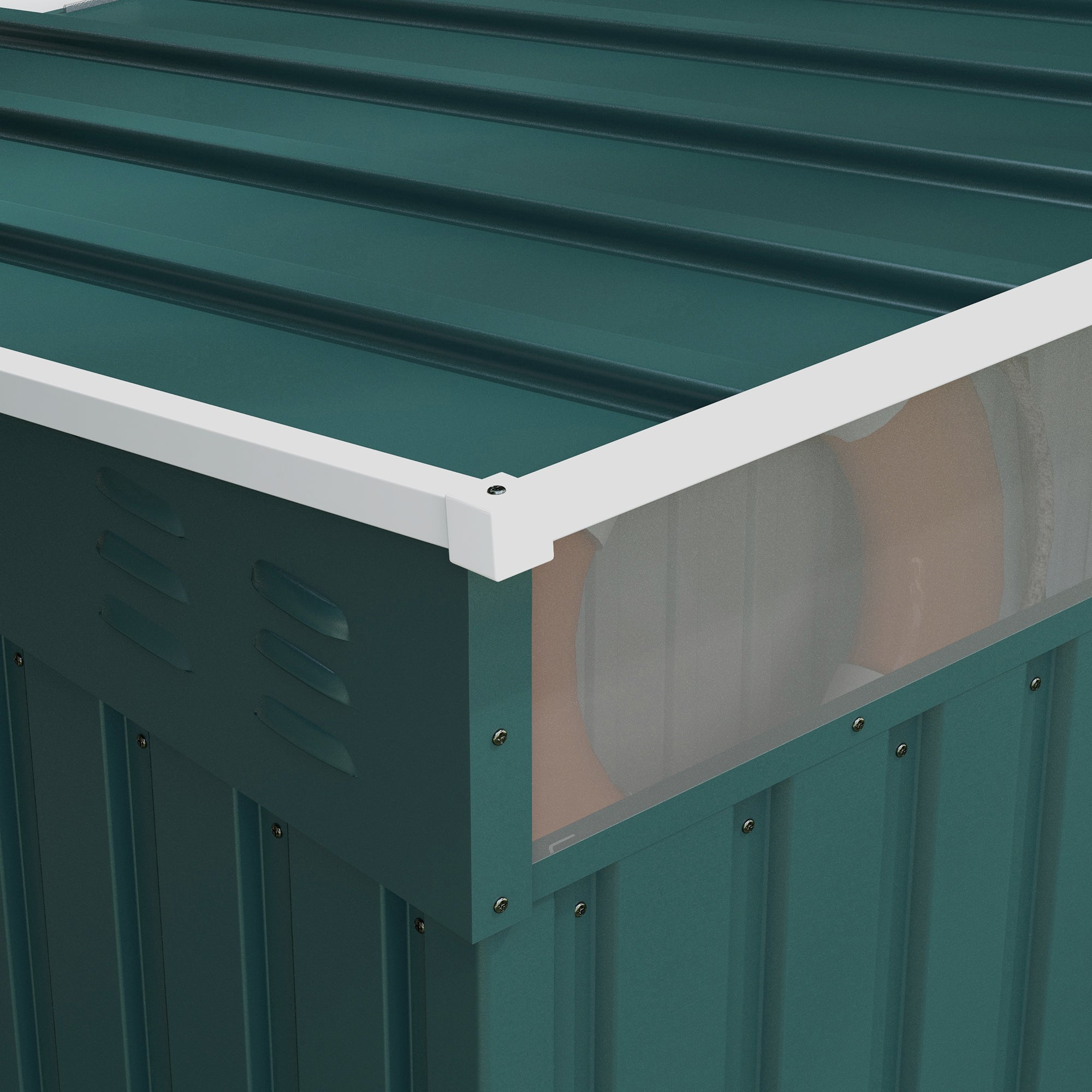 Galvanised Metal Shed, 6.5 x 4FT with Foundation Kit, Lockable Double Sliding Doors, Vents, Green