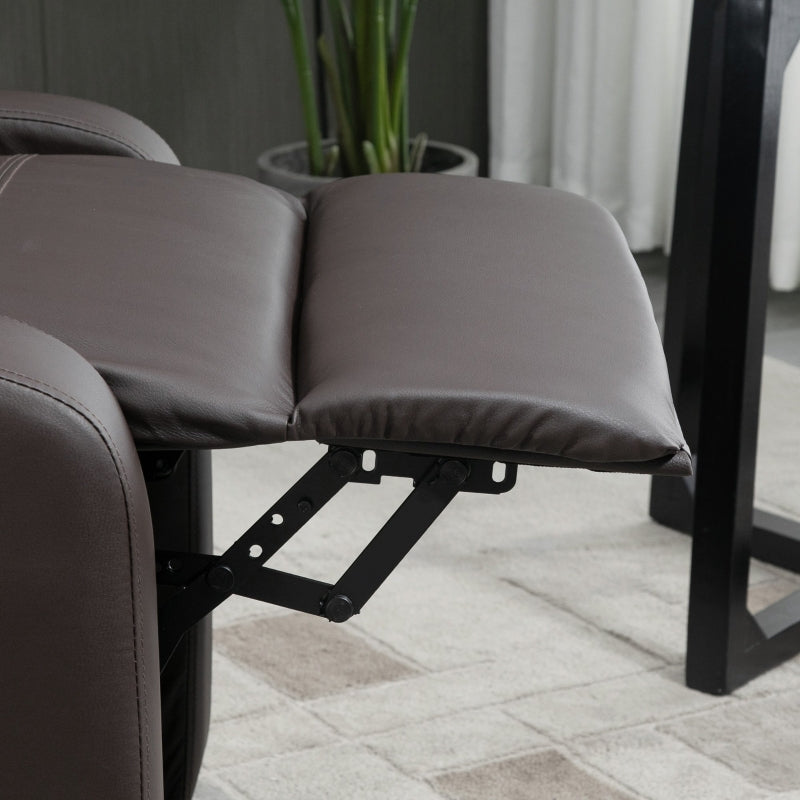 Recliner Armchair, Massage Reclining Chair with Adjustable Leg Rest, Faux Leather Brown