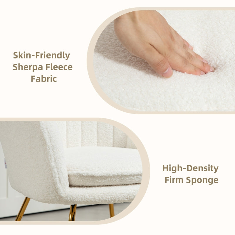 Set of Two Dining Chairs, Sherpa Fleece - Cream