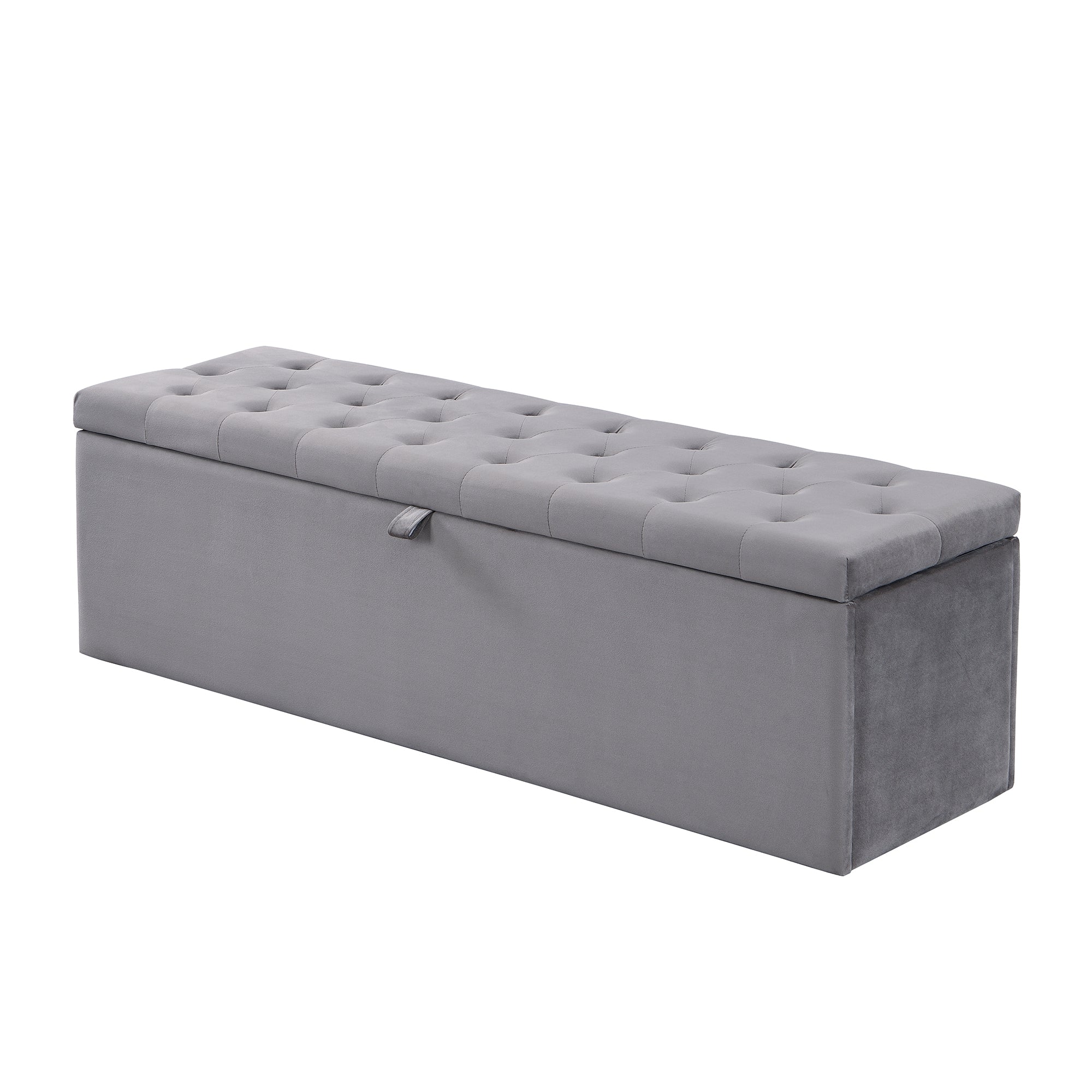 Upholstered Double Bed (4ft6) with Hydraulic Lever, Storage, and Upholstered Bench, Linen Grey