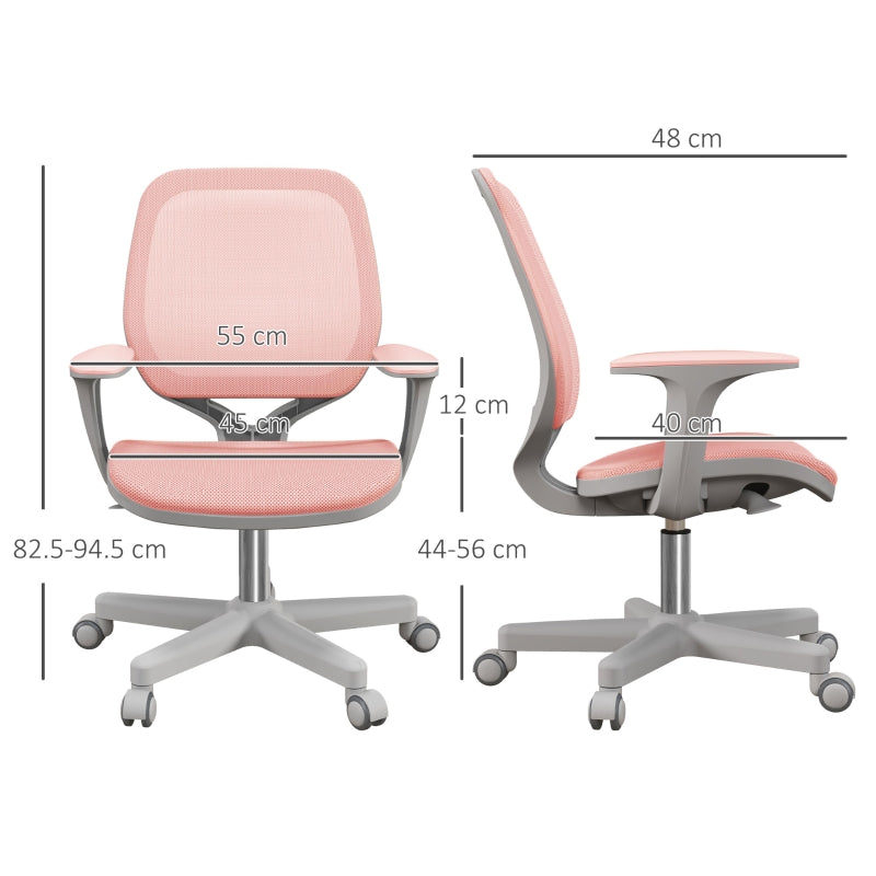 Vinsetto Office Chair, Swivel Desk Chair with Adjustable Height and Security Wheels, Pink