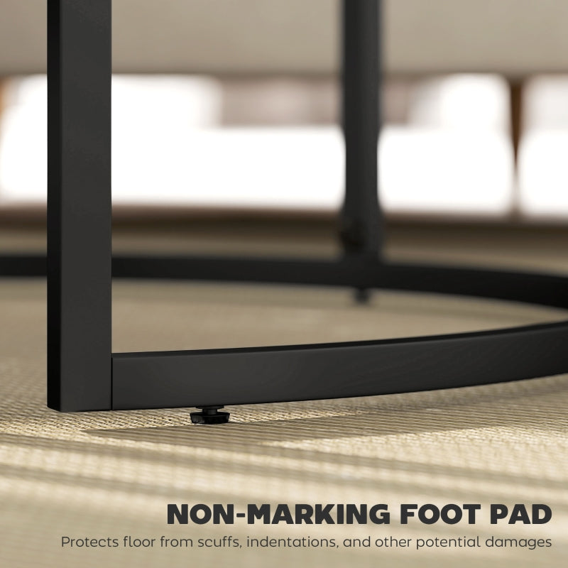 Set of Two Stacking Tables - Marble-Effect, Grey/Black