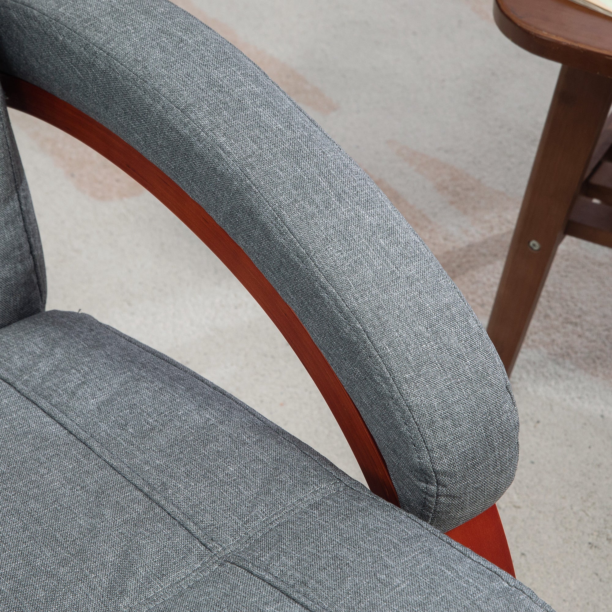 Manual Reclining Swivel Chair with Footrest - Grey