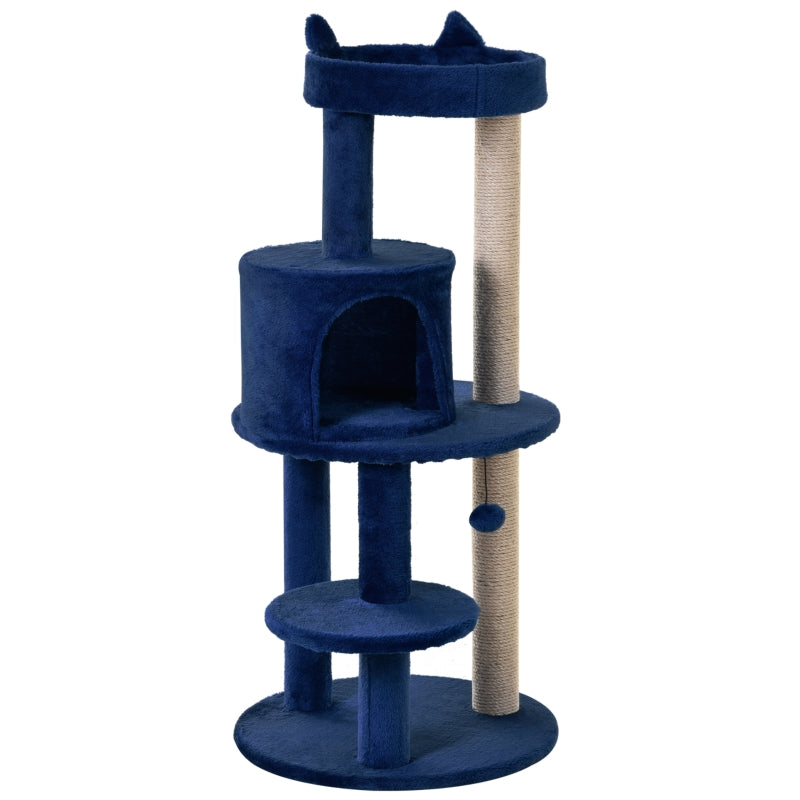 Cat Tree, Cat Condo Activity Centre with Scratching Posts, Plush Perches, Hanging Ball - Blue