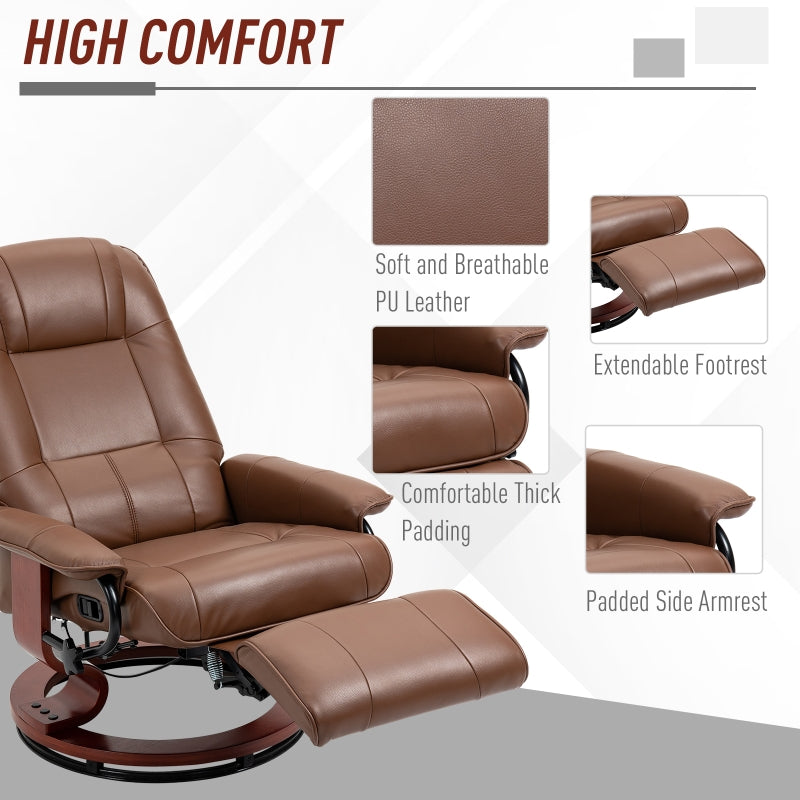 Faux Leather Armchair, 145¡ã Reclining Back and Footrest - Brown