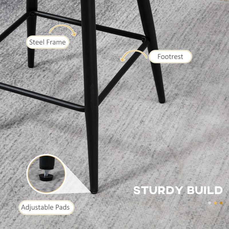 Bar Stools Set of 2, Modern Kitchen Chairs, Faux Cashmere Cream