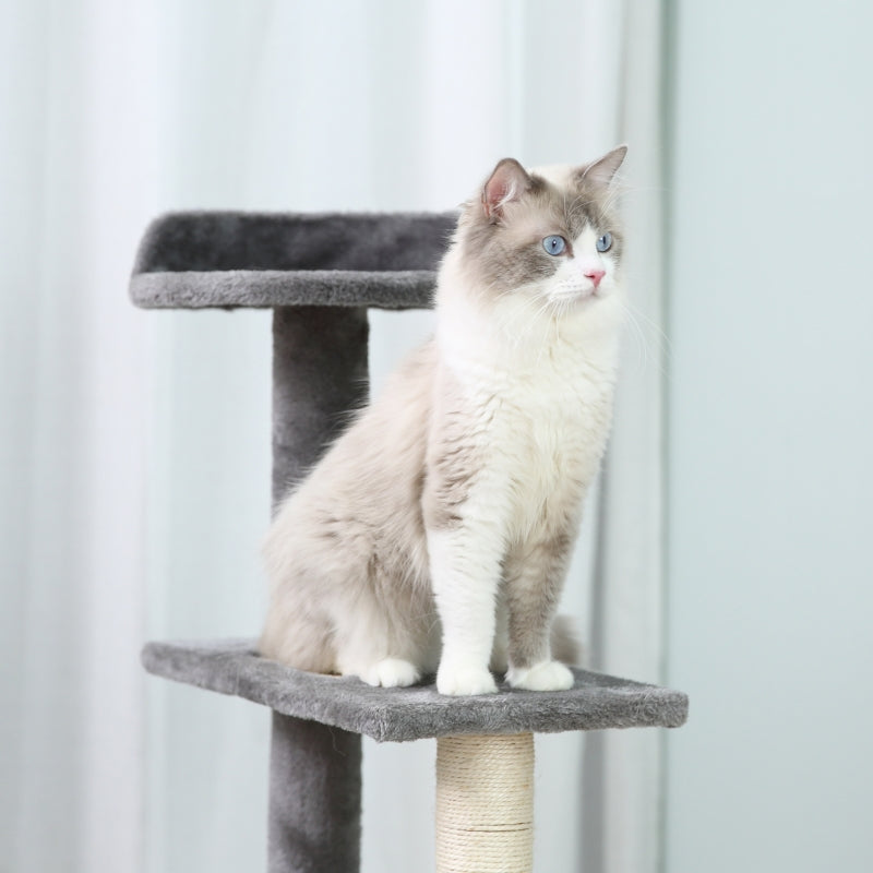 Cat Tree 100 cm Indoor Cats Scratching Post Climbing Tower Grey