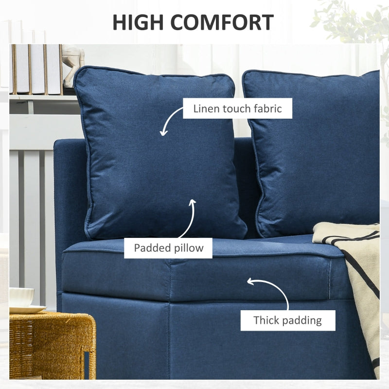 Convertible Single Sofa Bed, 3-in-1 Sleeper Chair, Blue