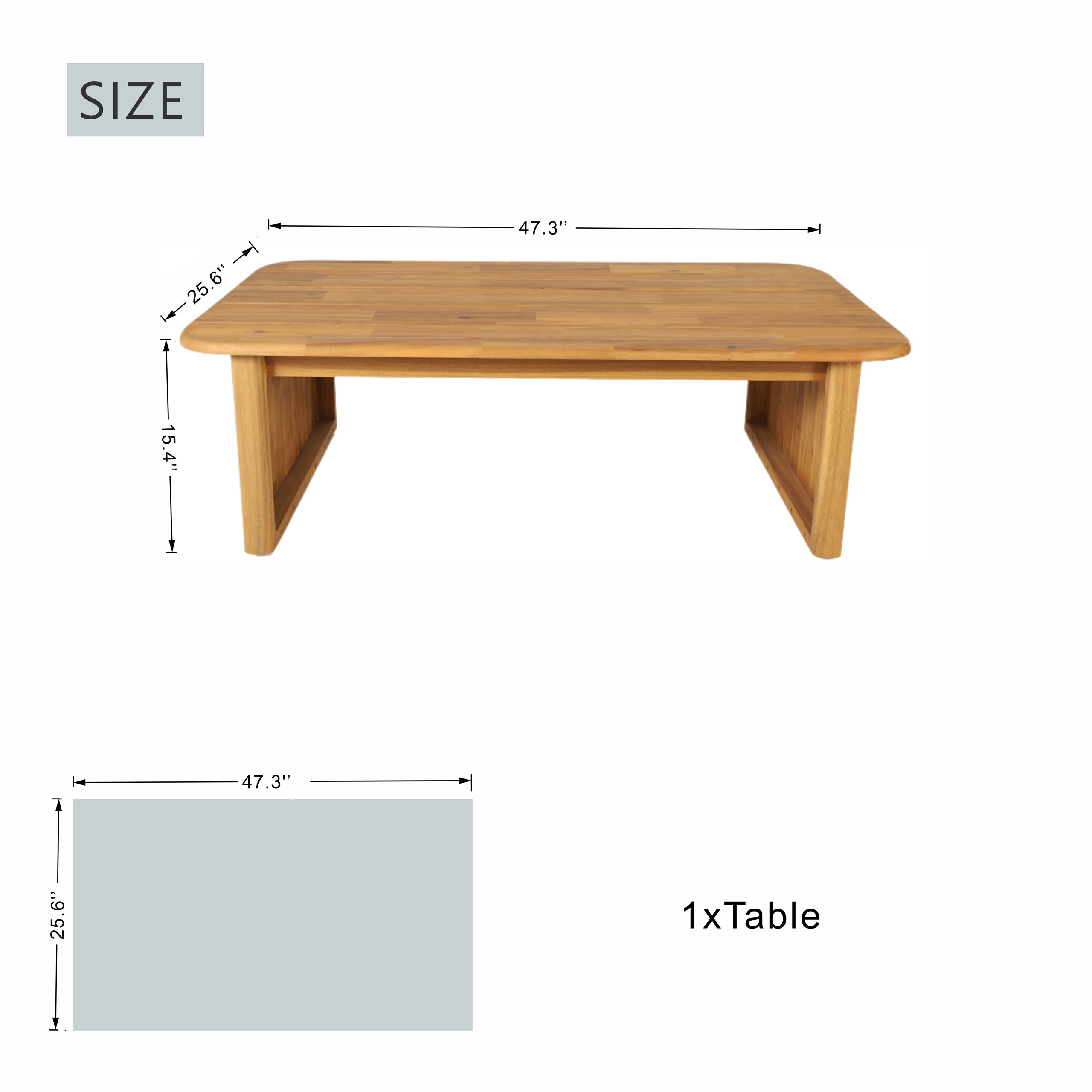 L-Shape 5-Seat Solid Acacia Sectional Sofa Set with Side & Rectangle Coffee Table (PAS-2516-LS+MS+CS+RS+PAS-2515-ST+TA)