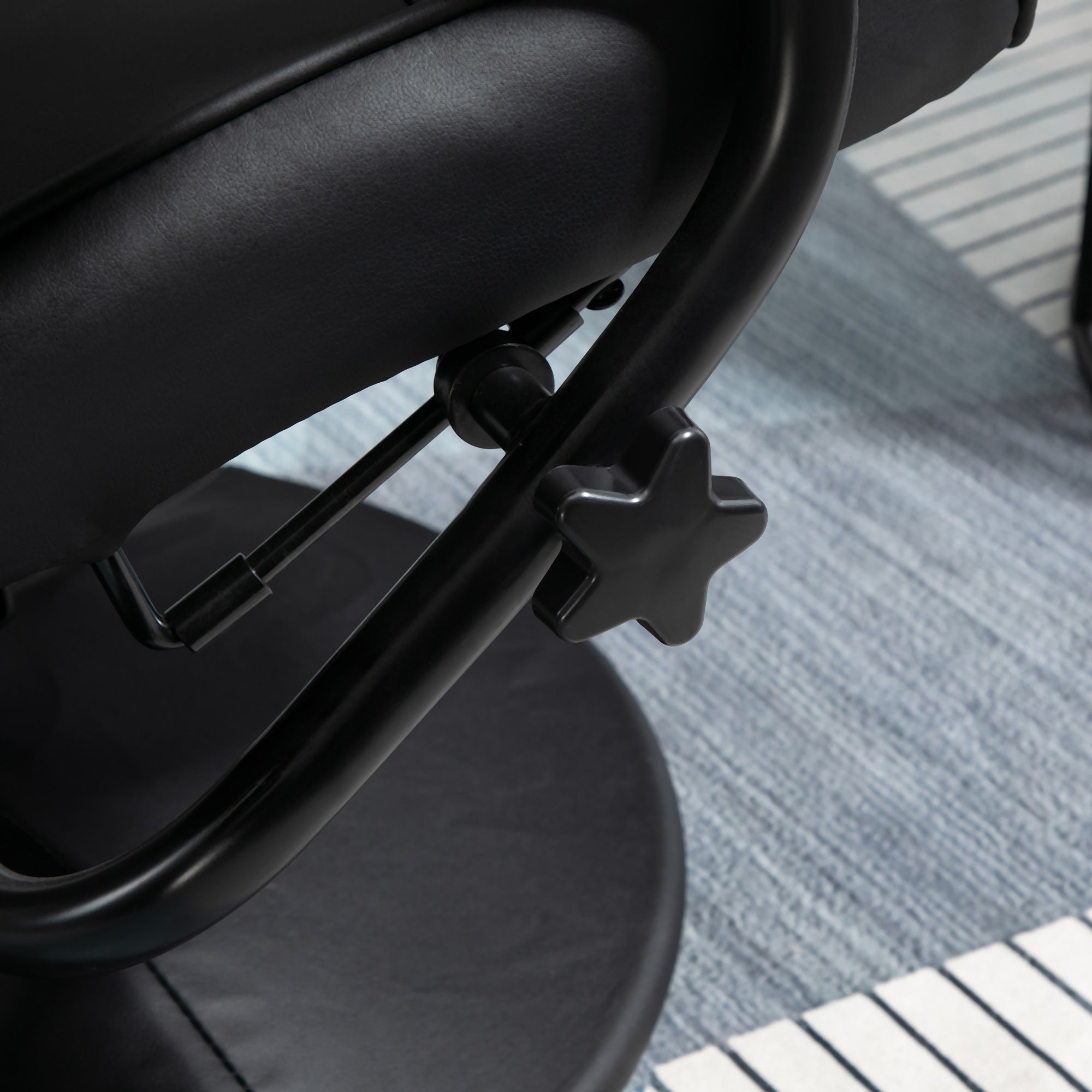 Swivel Recliner Chair and Footstool, Massage Armchair with Remote Control, Black Faux Leather