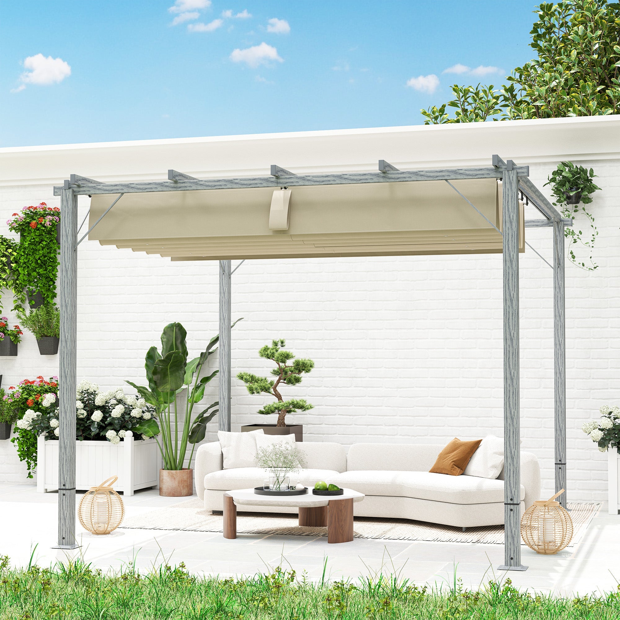 Ret retractable roof pergola 3 x 3 m - Grey