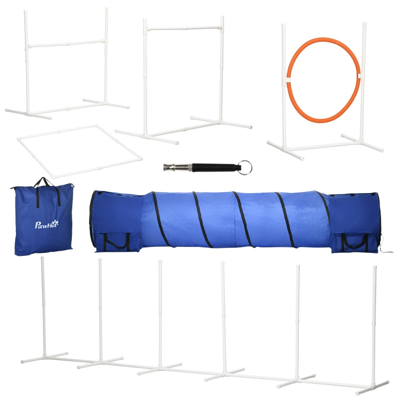 Six-Piece Dog Agility Equipment Set, with Carry Bag, Multicoloured