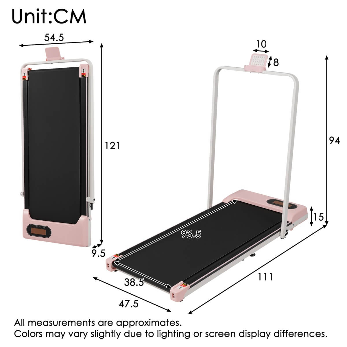 Folding Treadmill with Handrail ¨C Adjustable Incline, 1¨C10 km/h Running Machine with LED Display & Phone Holder