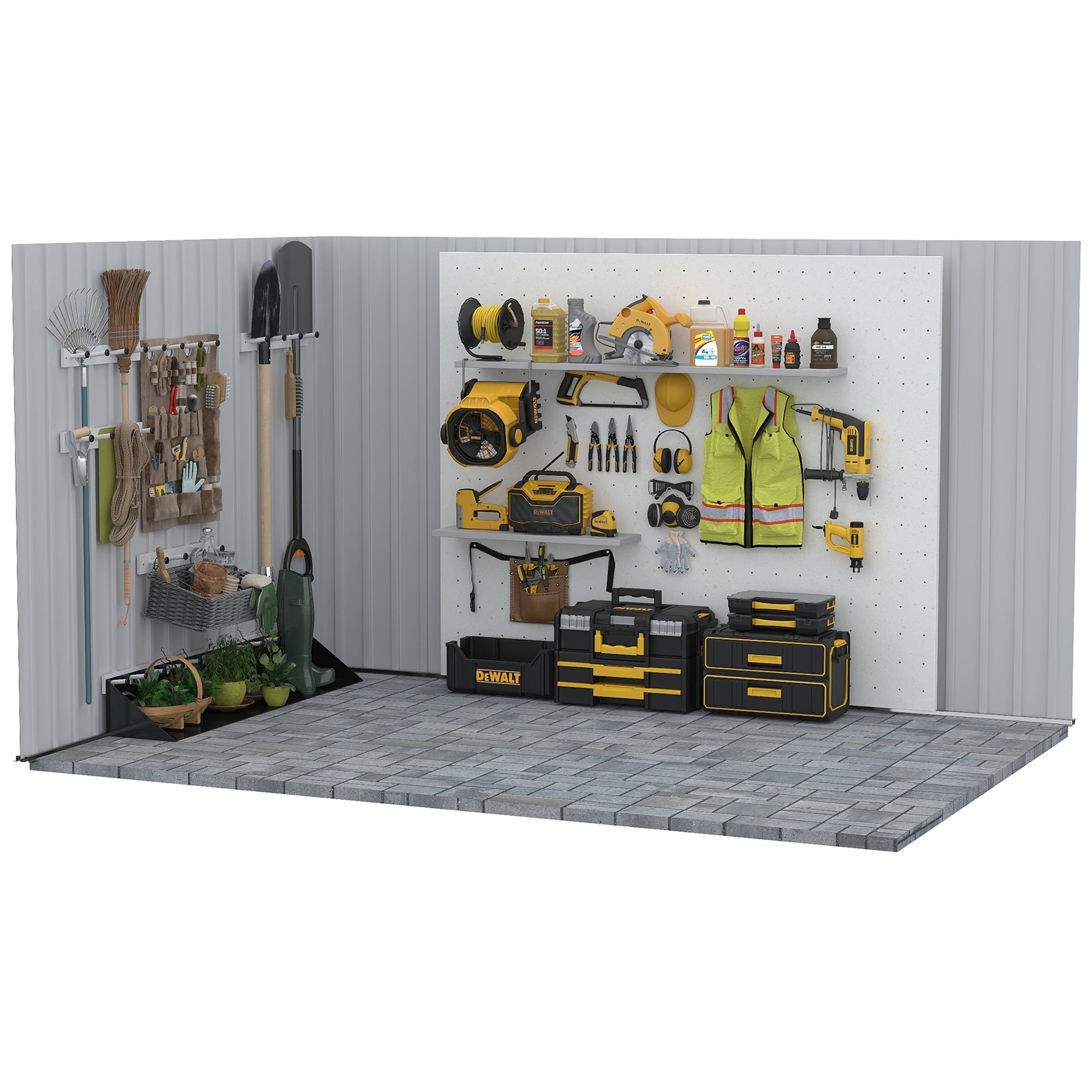 Metal Garden Storage Shed 6.5ft x 3.5ft Outdoor Tool Storage Double Sliding Doors 4 Vents, Grey