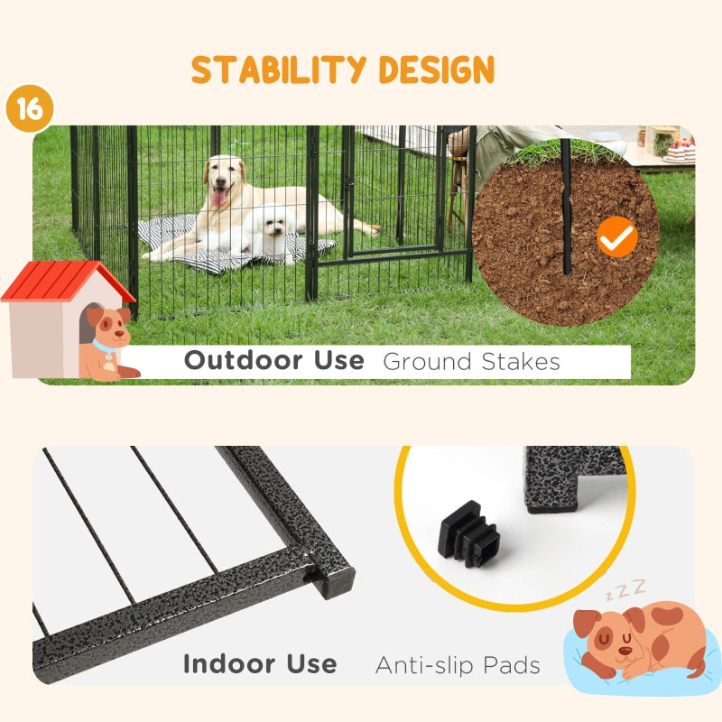 Puppy Playpen 16 Panels Heavy Duty, Small Dogs Indoor Outdoor - Grey