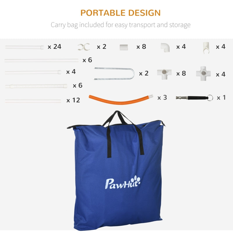 Six-Piece Dog Agility Equipment Set, with Carry Bag, Multicoloured