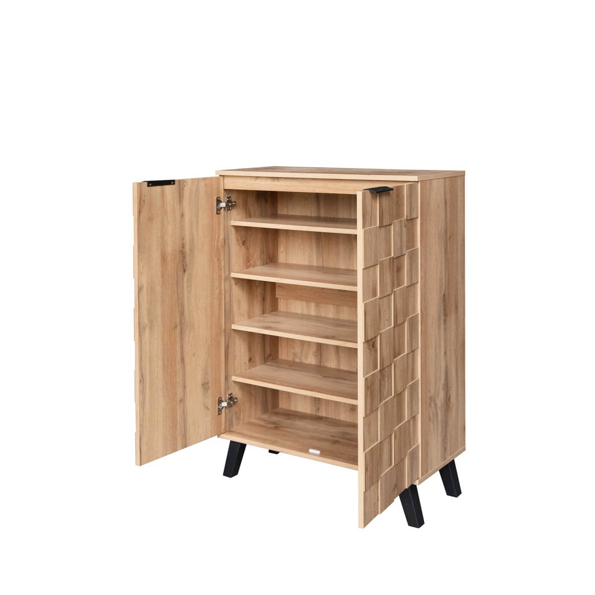 Modern Shoe Cabinet – 5 Compartment Storage with Adjustable Shelves, Wood Grain Finish