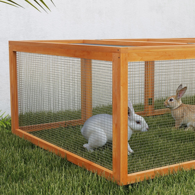 Rabbit Hutch Cage 6ft, Wire Mesh, Openable Roof, Natural Wood Finish