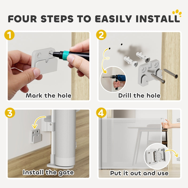 Retractable Stair Gate, Extends Up to 140 cm Wide, Grey